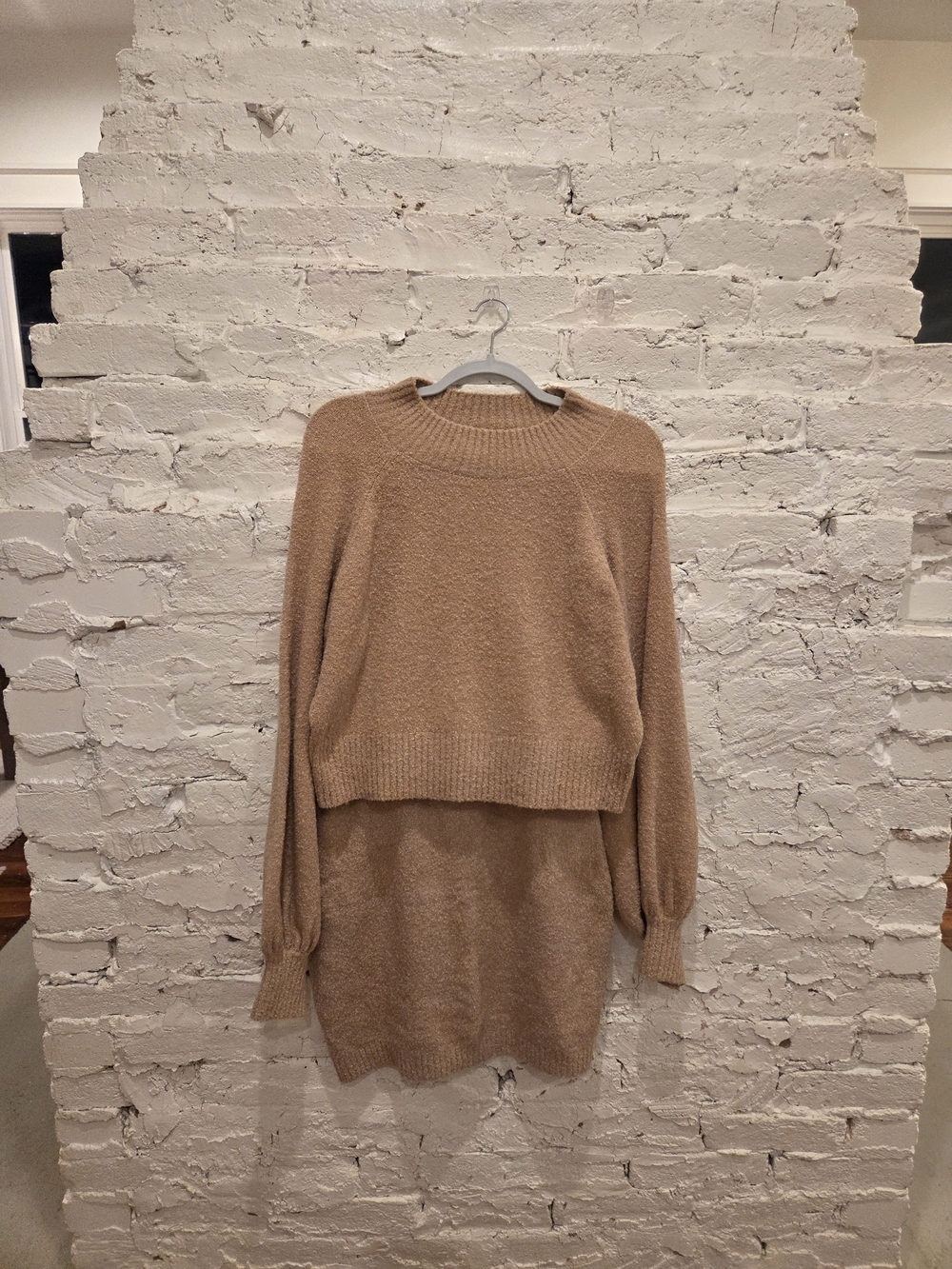 Cozy Crewneck Knit Sweater in Camel